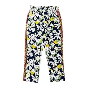 Zara Trafaluc Size S‎ Floral Cropped Pants Paperbag Pockets Elastic Waist Zip Up thumbnail 2