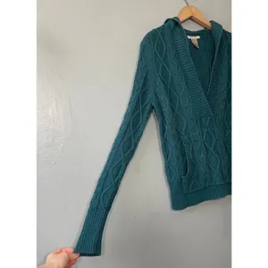 Ruff Hewn Y2K Teal Cable Knit Sweater Size Large Teal Chunky Academia Hoodie Gilmore Girls thumbnail 2