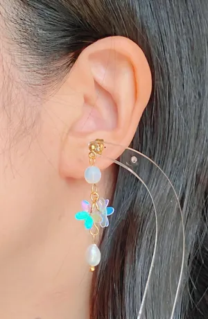 Handmade fairy cute unique style dangle earrings🩵 thumbnail 7