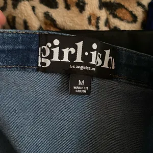 Girlish Brand Womens Juniors Dark Wash Blue Denim Mini Dress M Off The Shoulders thumbnail 5
