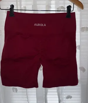 Red aurola work out booty scrunch shorts thumbnail 2