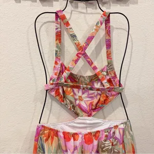 ASTR Marise Wide Leg Jumpsuit in Orange Purple Multi Size Small NWT thumbnail 5