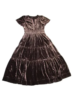 NWT by Anthropologie The Somerset Maxi in Chocolate Brown Velvet Edition Dress L thumbnail 7