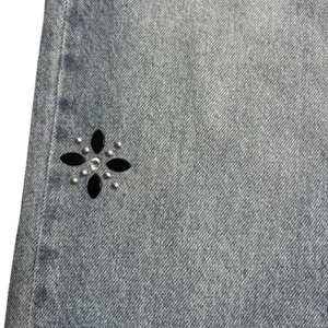 PacSun NWT‎ Dad Jean Light Wash Rhinestone Flower Embellished Size 25 thumbnail 7