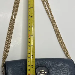 Coach Kleo Crossbody Navy Blue Suede Denim Leather Chain Gold Strap Mini Purse thumbnail 13