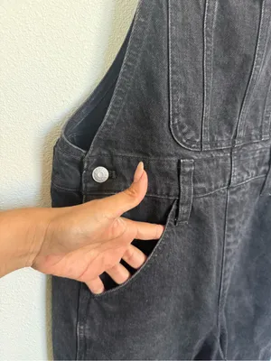 Madewell Straight Leg Denim Overalls Lunar Wash Black Rigid Cotton S thumbnail 4