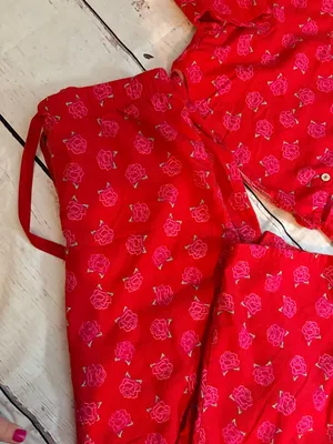Victoria's Secret Red Floral Button-Front Pajama Set women’s vintage medium thumbnail 3