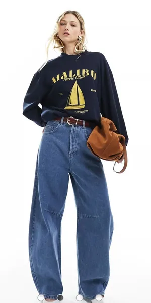ASOS Malibu Yacht Club Graphic Sweatshirt XS Navy‎ thumbnail 1