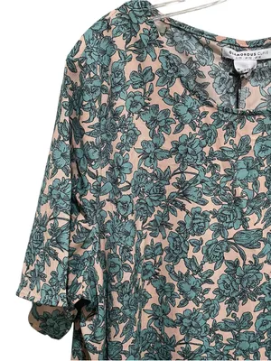 Glamorous Curve Floral Shift Dress Green Pink Womens Size 18 Short Sleeve NWT thumbnail 5