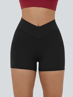 NWOT Halara Black SoftlyZero High Waisted Crossover Yoga Bike Shorts thumbnail 1