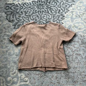Vintage Casual Corner & Co. Embroidered Knit Floral Sweater Brown Large thumbnail 5