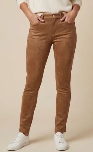 7 For All Mankind Skinny Pants Cognac Brown Crackle Metallic Size 24 NEW thumbnail 1