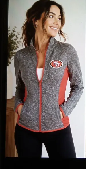 NFL San Francisco 49ers Womens Full Zip Football Season Athletic Jacket Sz S/P thumbnail 1