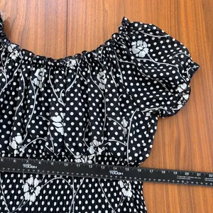 Serenade Polka Dot Floral Babydoll Top Pleated Blouse Sheer Boho Fairy Large thumbnail 6