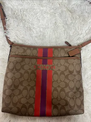Coach Varsity Stripe Large File Rowan Crossbody Bag Purse thumbnail 1