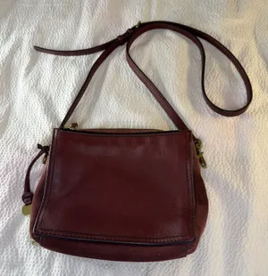 Fossil Emma Burgundy Leather/suede Crossbody Bag Purse thumbnail 1