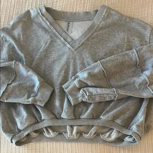 Altar'd State Gray V-Neck Cropped Sweatshirt thumbnail 1