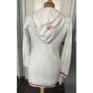 Triple Five Soul Button Up Cardigan Hoodie White Pink Varsity Y2K Retro thumbnail 5