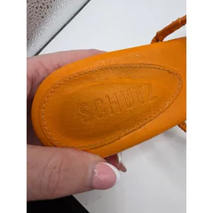 Schutz Agatha Sandal Women 8 Orange Strappy Slip On Kitten Heel Square Toe thumbnail 8