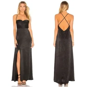 Show Me Your Mumu Black Winslet Cowl Satin Maxi Dress L thumbnail 4