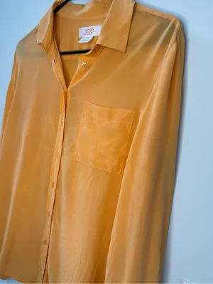 fresh women’s Button-Down Shirt in Orange, preppy, dressy, effortless thumbnail 5