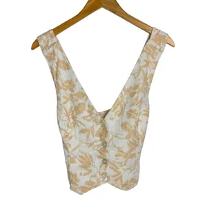 Abercrombie & Fitch Linen Blend Top Vest Sz Medium Floral Print thumbnail 5