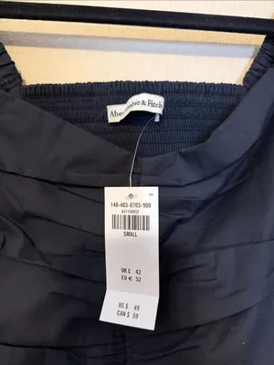Abercrombie & Fitch Square Neck Ruched‎ Puff Sleeve Top Black Size Small NWT thumbnail 5