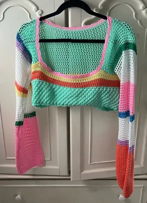 Cropped knit sweater Multiple Size XL thumbnail 1