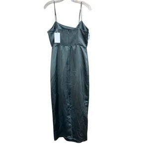 Wilfred aritzia Madelyn square neck Smokey sage green Midi dress Sz 10 Elegant thumbnail 3