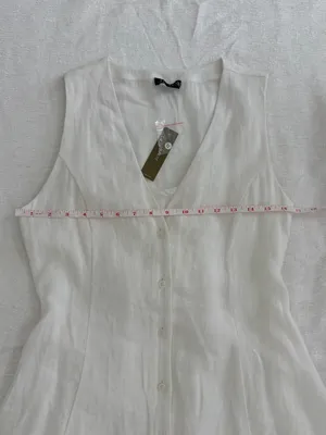 NWT J.Crew White 100% Linen Button Front Fit & Flare Dress Size 6 thumbnail 7