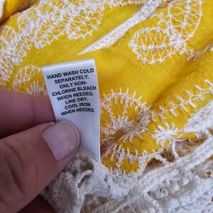 Cato Sunflower Yellow Embroidered Crochet Trim Tunic Size Large thumbnail 7