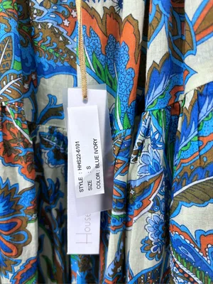 House of Harlow 1960 Green Blue Orange Paisley Lined Dress 100% cotton thumbnail 8