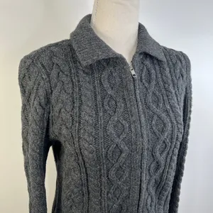 GAP Wool Cable Knit Cardigan Vintage Gray Y2K Dark Cottagecore thumbnail 2
