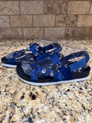 Simply Vera Vera Wang WADE Women's‎ Jewel Embellished Footbed Sandals, Navy thumbnail 4