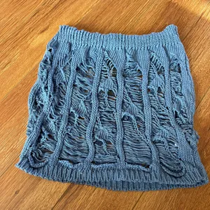 Petite Mineral Blue Crochet Knit Mini Skirt thumbnail 1