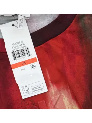 NWT DKNY Abstract-Print T-Shirt Logo P5EHXWNA June Brush Stroke Red Multi XS thumbnail 11