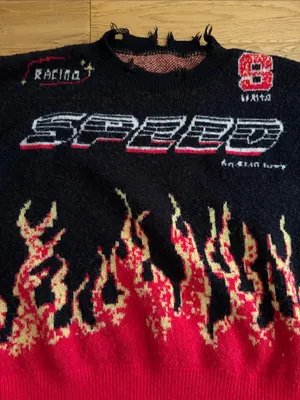 S - Unbranded - Women's Black & Red Racing Graphic Sweater oversized thumbnail 3