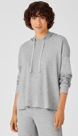 Eileen Fisher Cozy Waffle‎ Knit Hooded Top thumbnail 1