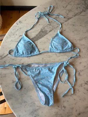 Light Blue Floral Bikini Set Size Small thumbnail 1