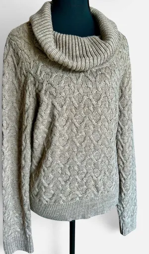 Willow Bay Cowl Neck Cable Knit Sweater Women's L Beige thumbnail 1