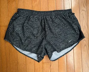 Nike 10K Dri-FIT Running Shorts Black Grey Static Print Mesh Trim Women's Large thumbnail 1