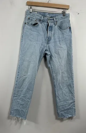 Levi's Womans 501 Light Blue Jeans 26x26 Button Fly Frayed Hem 0257/D-5 thumbnail 1