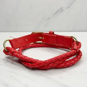 H&M Womens Red Braided Faux Leather Belt Extra Small (XS) ✨ thumbnail 7