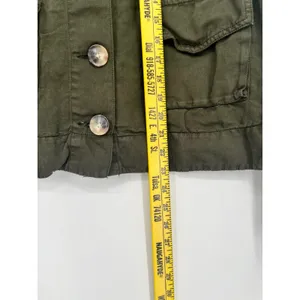 LOFT Utility Jacket Womens XL Olive Green Cotton Linen Cropped Cargo ‎ Military thumbnail 7