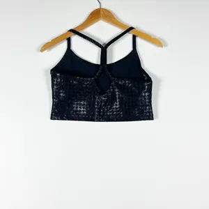 Beyond Yoga Women's Slim Racerback Athletic Crop Top Black Houndstooth Sheen L thumbnail 4