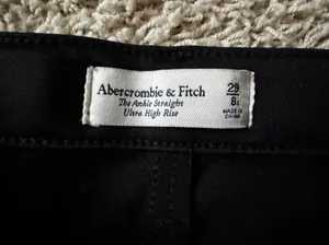 Abercrombie Mixed Fabric Ultra High Rise Ankle Straight Jean thumbnail 5