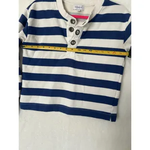 Evereve Womens Navy White Striped Henley Pullover Sweatshirt‎ Size S Small thumbnail 4