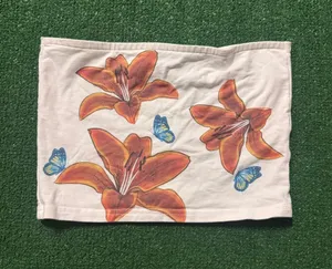 Edikted White Tube Top with Orange Floral Print thumbnail 1
