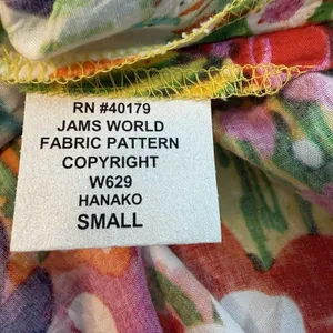 JAMS World Babydoll Top Sz S Hawaiian‎ Floral Elastic Neckline Flowy Oversized thumbnail 9