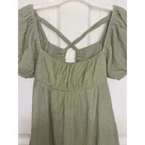 Princess Polly Sage Let’s Dance Mini Babydoll Dress 2 Puff Sleeve Milkmaid Hoco thumbnail 4